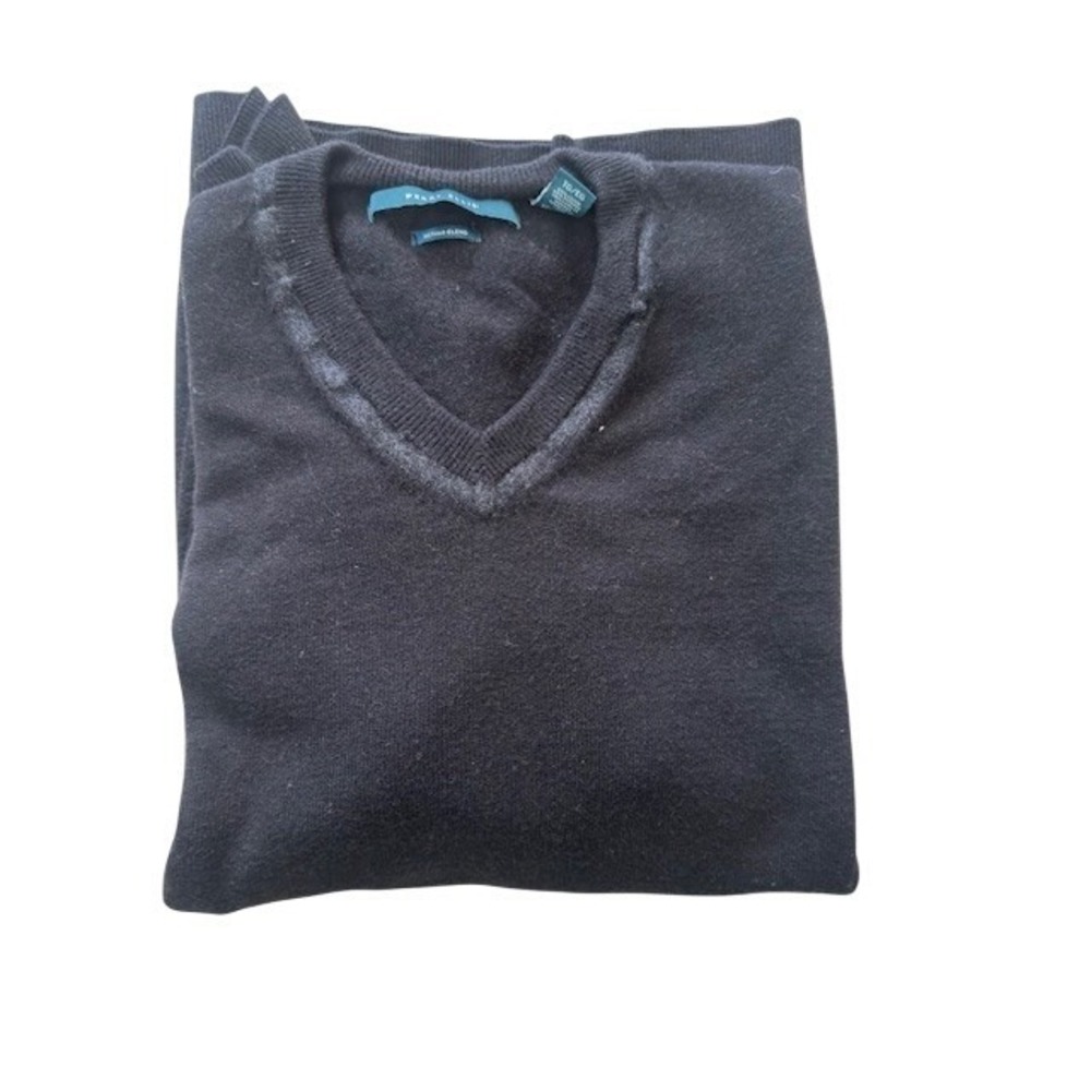 Perry Ellis Mens XL Black V-Neck Merino Blend Long Sleeve Pullover Sweater